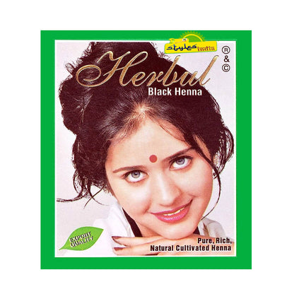 Herbul Black Henna Hair Color Pure Rich Natural Cultivated Henna Powder 10g (6 sachets)