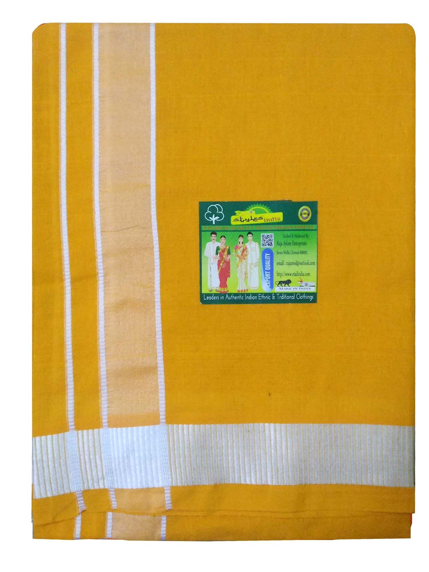 Stylesindia Men's Cotton Colored Dhoti with Fancy Border Kerala-style Veshti Mundu Kaili Lungi 2.0 Mtrs