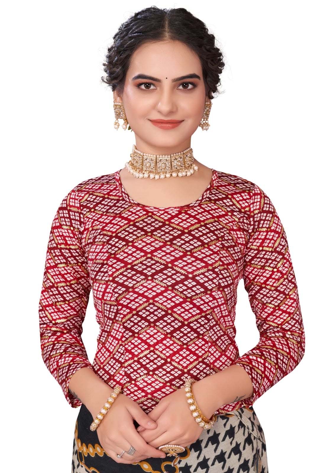 StylesIndia Women's Cotton Lycra Stretchable Printed Full Sleeve Crew Neck Basic Tee – Trendy & Comfortable DN-Arya