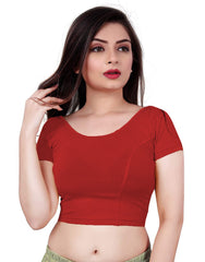 StylesIndia Women's Designer Cotton Lycra Blouse | Back Knot Cut-Out Tassel Design | Stretchable Crop Top for Sarees & Lehengas DNO:136