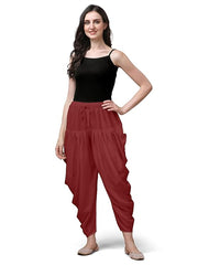 Stylesindia Women's Loose Fit Rayon Dhoti Pants | Free Size Patiala Salwar Bottom | Comfortable Harem Pants for Casual & Ethnic Wear (26-38 Inch Waist)