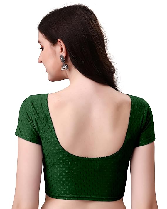 Stylesindia Women's Cotton Lycra Stretchable Crop Top | Half Sleeve Dry Fit Gym Shirt | Athletic Workout Tee | Yoga, Running, Fitness Sports Top | Versatile Sari Blouse