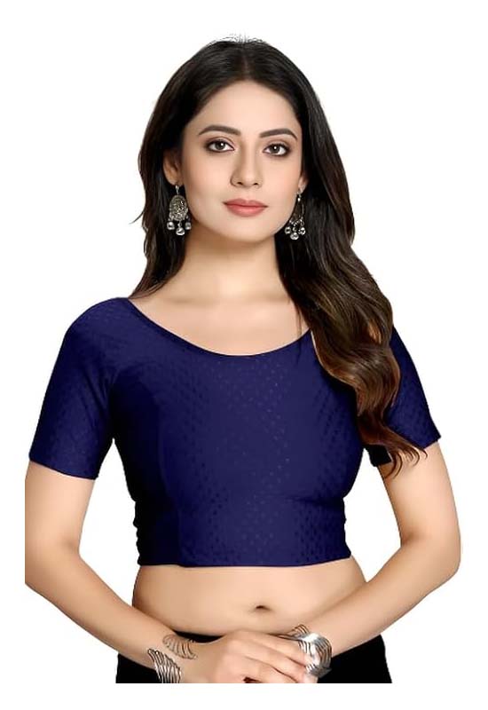 Stylesindia Women's Cotton Lycra Stretchable Crop Top | Half Sleeve Dry Fit Gym Shirt | Athletic Workout Tee | Yoga, Running, Fitness Sports Top | Versatile Sari Blouse
