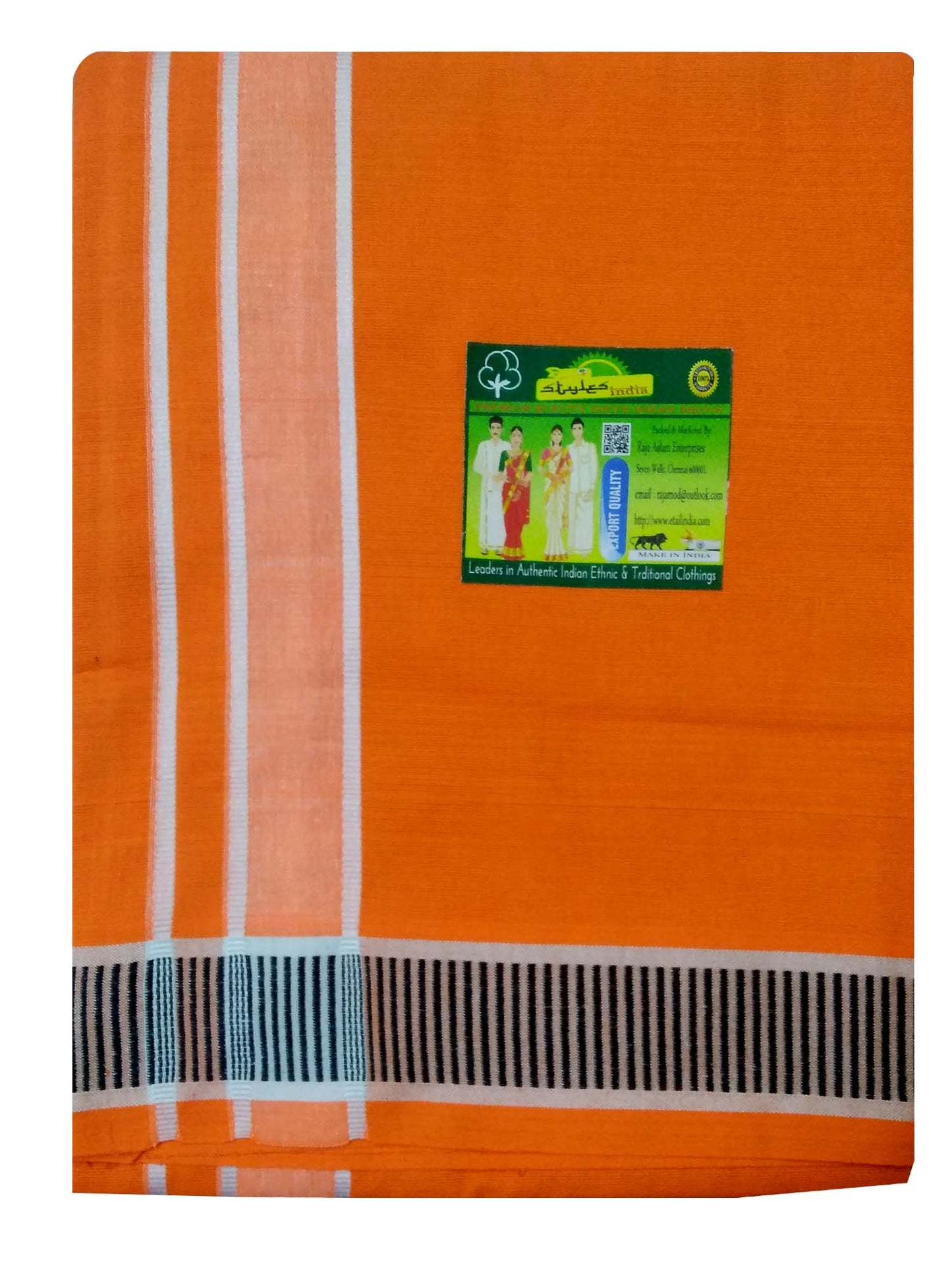 Stylesindia Men's Cotton Colored Dhoti with Fancy Border Kerala-style Veshti Mundu Kaili Lungi 2.0 Mtrs