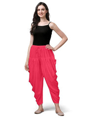 Stylesindia Women's Loose Fit Rayon Dhoti Pants | Free Size Patiala Salwar Bottom | Comfortable Harem Pants for Casual & Ethnic Wear (26-38 Inch Waist)