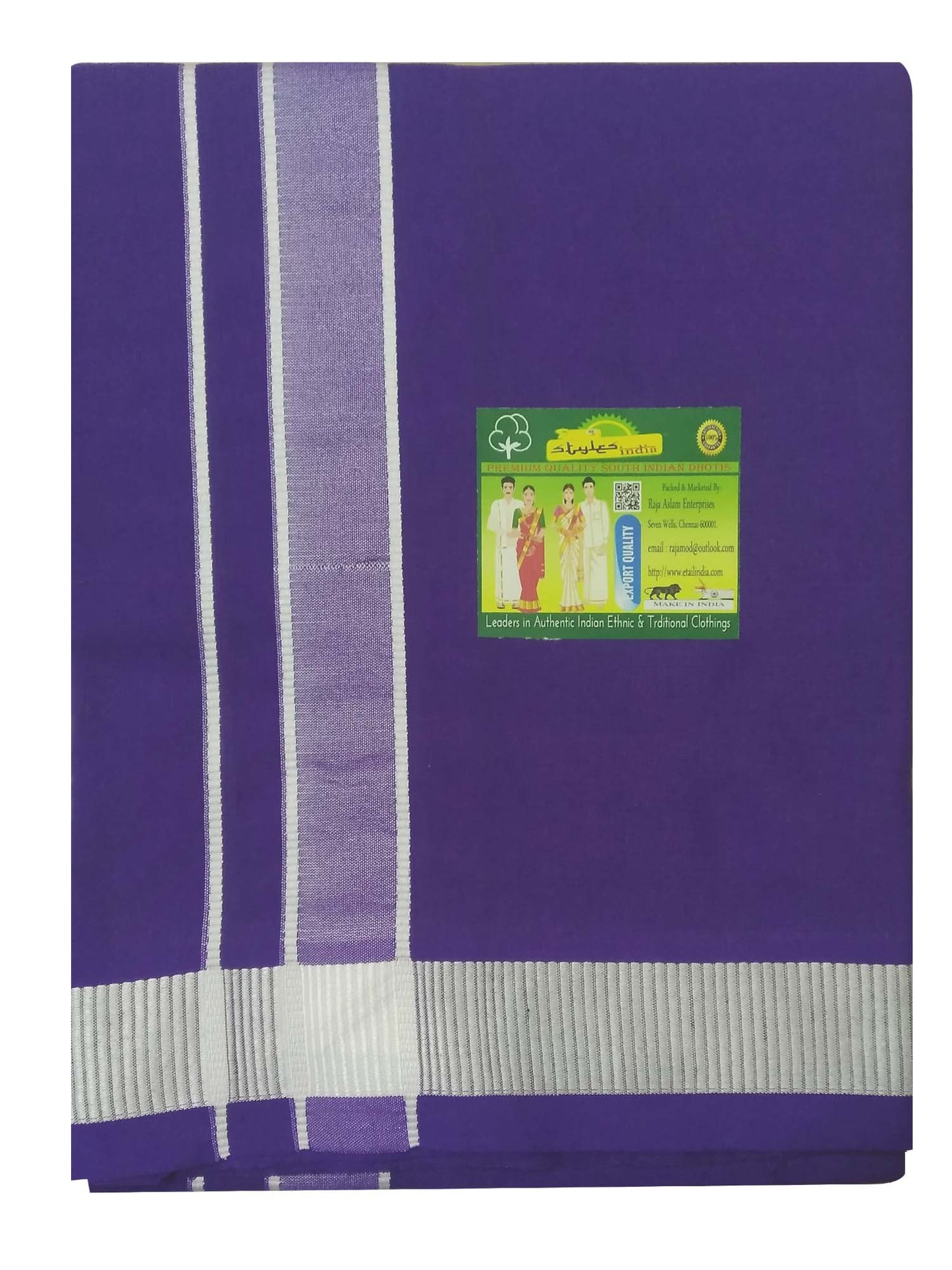 Stylesindia Men's Cotton Colored Dhoti with Fancy Border Kerala-style Veshti Mundu Kaili Lungi 2.0 Mtrs