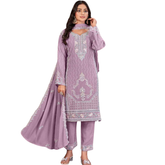 Women’s Embroidered Faux Georgette Salwar Kameez Set with Dupatta | Pakistani Style Straight Suit | Party Wear Ethnic Dress for Women