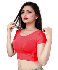 StylesIndia Women's Designer Cotton Lycra Blouse | Back Knot Cut-Out Tassel Design | Stretchable Crop Top for Sarees & Lehengas DNO:136