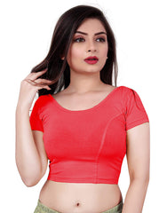 StylesIndia Women's Designer Cotton Lycra Blouse | Back Knot Cut-Out Tassel Design | Stretchable Crop Top for Sarees & Lehengas DNO:136