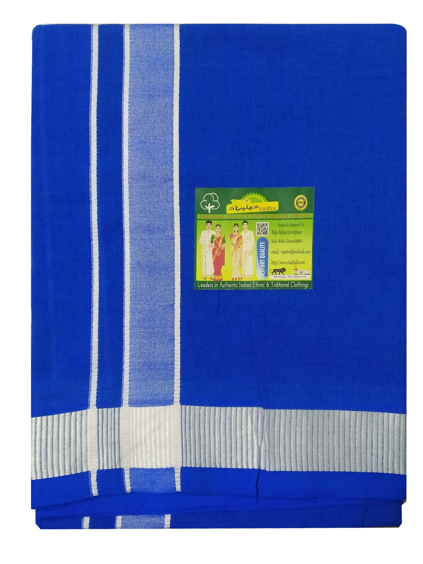 Stylesindia Men's Cotton Colored Dhoti with Fancy Border Kerala-style Veshti Mundu Kaili Lungi 2.0 Mtrs