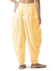 Stylesindia Women's Loose Fit Rayon Dhoti Pants | Free Size Patiala Salwar Bottom | Comfortable Harem Pants for Casual & Ethnic Wear (26-38 Inch Waist)