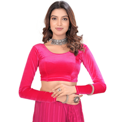Stretchable Velvet Full Sleeve Saree Blouse – Elegant Party Wear Readymade Blouse