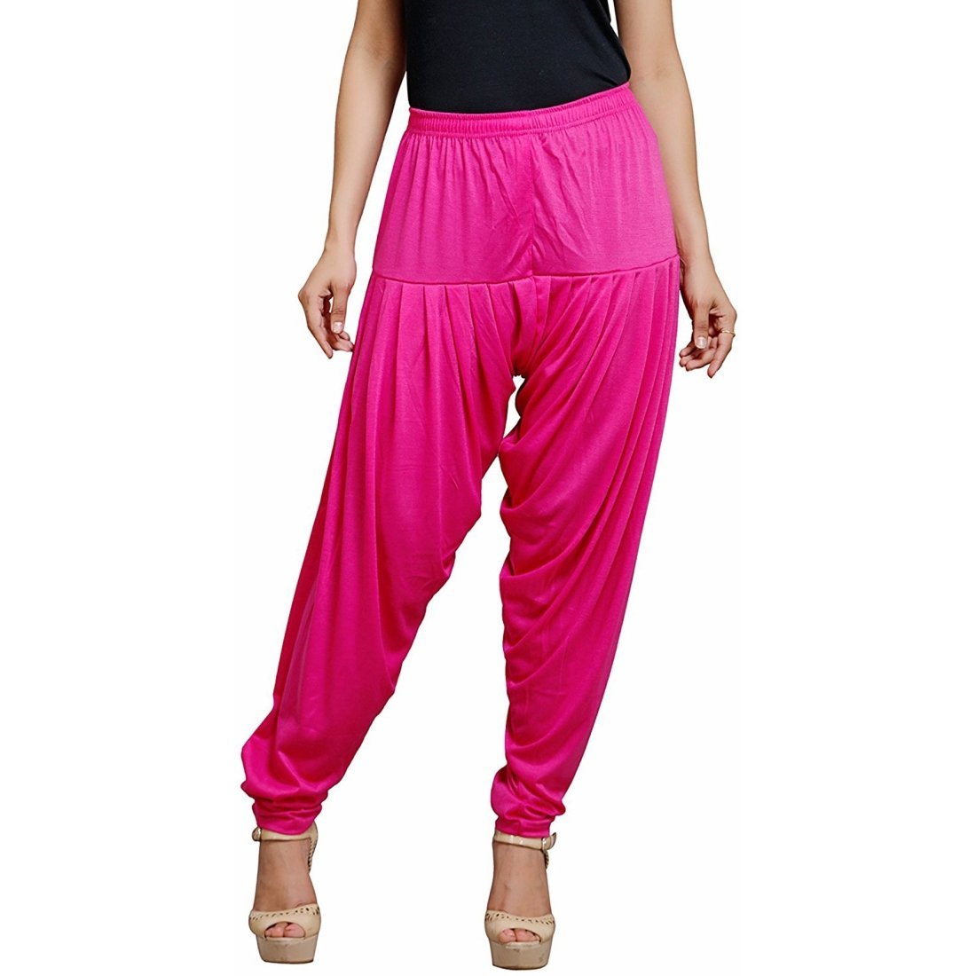 Stylesindia Women's Cotton Lycra Pattiala Pant (Rani Pink)