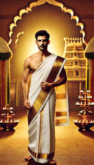 Cotton Single Layer Colored Dhoti 1.8 Meters Length Lungi Sarong With Resham Designer Border Dhoti for Men