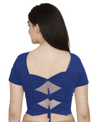 StylesIndia Women's Designer Cotton Lycra Blouse | Back Knot Cut-Out Tassel Design | Stretchable Crop Top for Sarees & Lehengas DNO:136