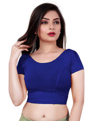 StylesIndia Women's Designer Cotton Lycra Blouse | Back Knot Cut-Out Tassel Design | Stretchable Crop Top for Sarees & Lehengas DNO:136