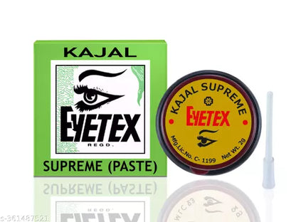 Eyetex Kajal Supreme Paste, Black, Pack of 10, Baby-Safe, All Natural Kajal, Skin-Friendly, Cooling Effect on Eyes, Popular for over 80 years, Vegan