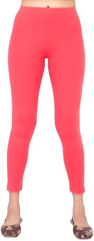 Stylesindia Women Leggings Breathable Women Wear Versatile Tights for Women Elastic Waistband Comfort Lady Leggings (Cotton, Salmon)