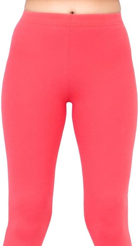 Stylesindia Women Leggings Breathable Women Wear Versatile Tights for Women Elastic Waistband Comfort Lady Leggings (Cotton, Salmon)