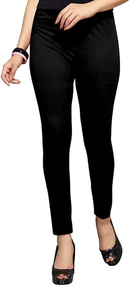 Stylesindia Women Leggings Breathable Women Wear Versatile Tights for Women Elastic Waistband Comfort Lady Leggings (Cotton, Black)