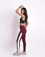 Women’s 2-Piece Activewear Set – High Waist Stretchable Leggings with Side Stripe & Half Sleeve Crop Top | Gym, Yoga, Athleisure Outfit