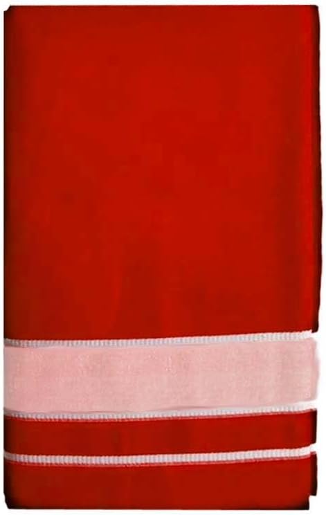 Stylesindia Men's Cotton Colored Dhoti with Fancy Border Kerala-style Veshti Mundu Kaili Lungi 2.0 Mtrs (Red)