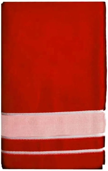 Stylesindia Men's Cotton Colored Dhoti with Fancy Border Kerala-style Veshti Mundu Kaili Lungi 2.0 Mtrs (Red)