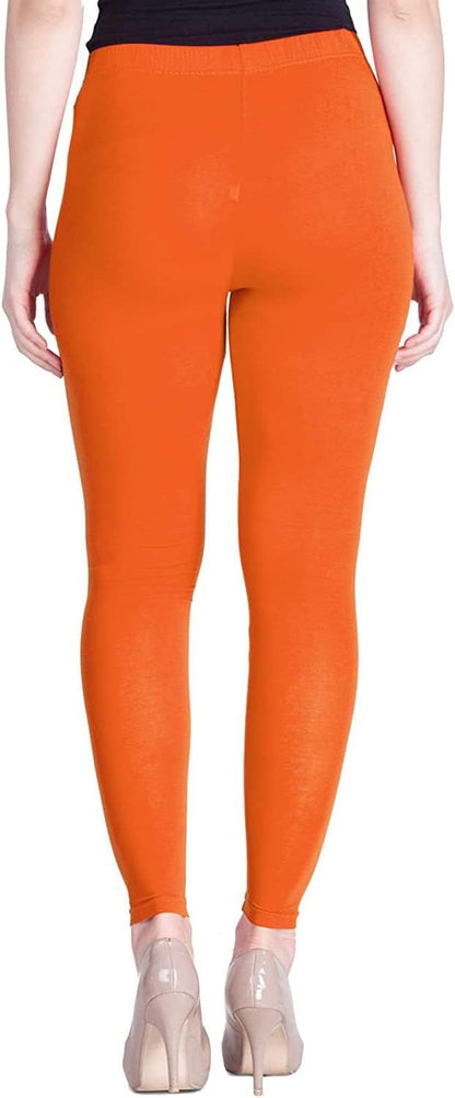 Stylesindia Women Leggings Breathable Women Wear Versatile Tights for Women Elastic Waistband Comfort Lady Leggings (Cotton, Orange)