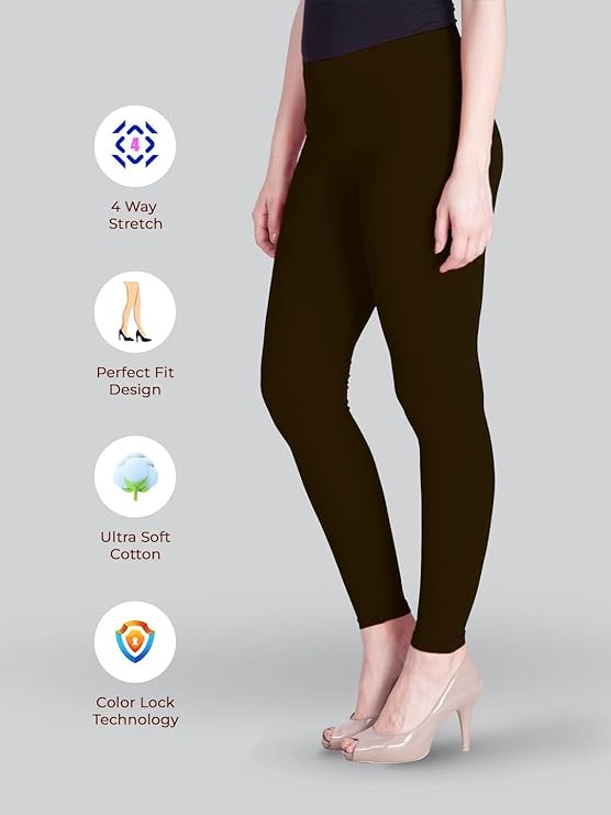 Stylesindia Women Leggings Breathable Women Wear Versatile Tights for Women Elastic Waistband Comfort Lady Leggings (Cotton, Brown)