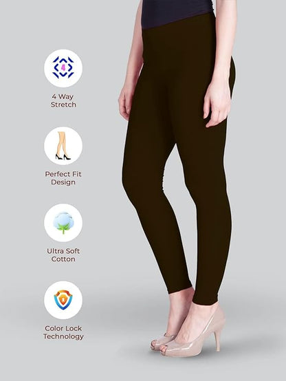 Stylesindia Women Leggings Breathable Women Wear Versatile Tights for Women Elastic Waistband Comfort Lady Leggings (Cotton, Brown)