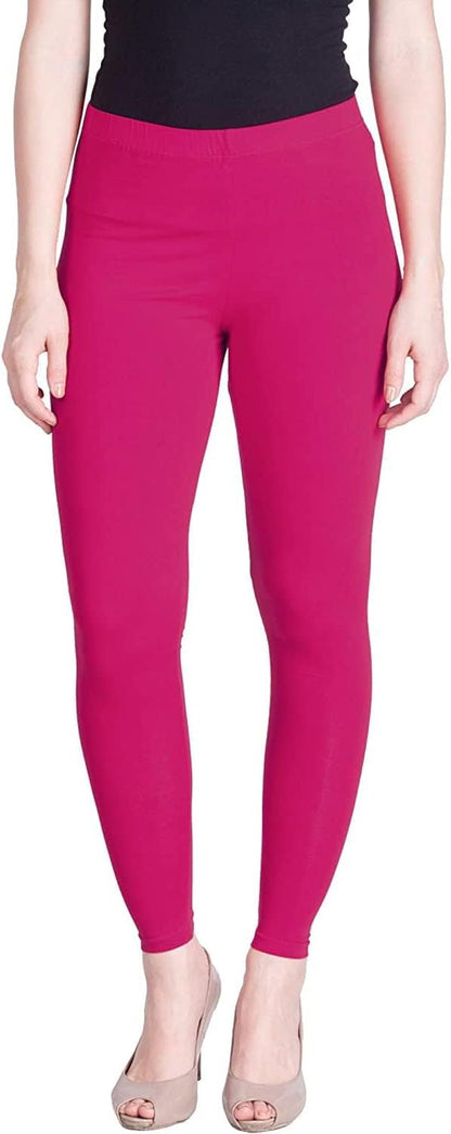 Stylesindia Women Leggings Breathable Women Wear Versatile Tights for Women Elastic Waistband Comfort Lady Leggings (Cotton, Rani Pink)