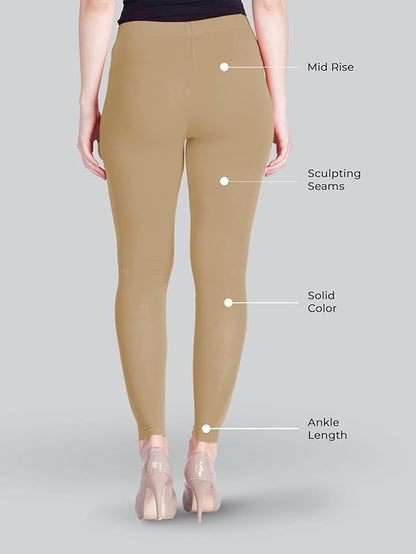 Stylesindia Women Leggings Breathable Women Wear Versatile Tights for Women Elastic Waistband Comfort Lady Leggings (Cotton, Beige)