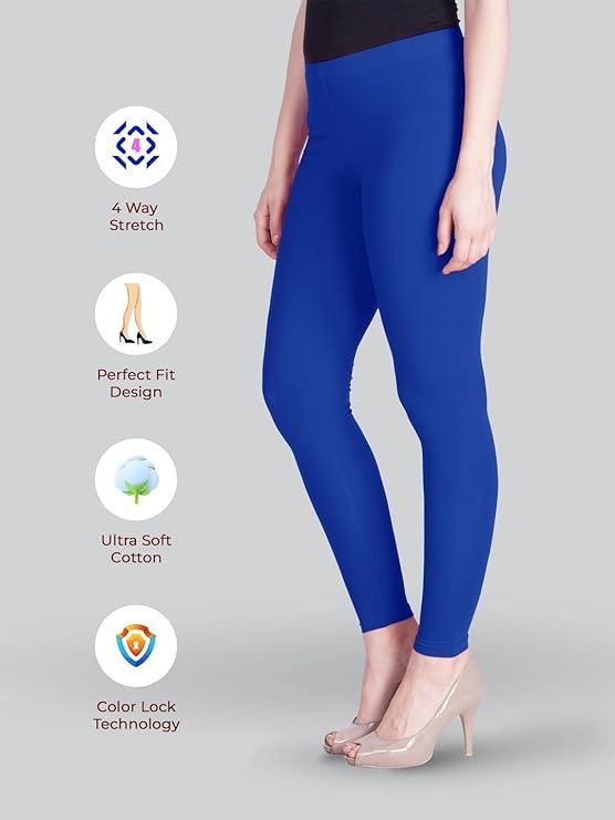 Stylesindia Women Leggings Breathable Women Wear Versatile Tights for Women Elastic Waistband Comfort Lady Leggings (Cotton, Royal Blue)