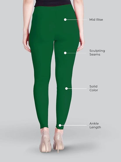 Stylesindia Women Leggings Breathable Women Wear Versatile Tights for Women Elastic Waistband Comfort Lady Leggings (Cotton, Leaf Green)