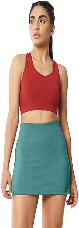 Stylesindia Skirt with Shorts for Women's & Girl's Solid High Waist Flared Skater Short Mini Skirt