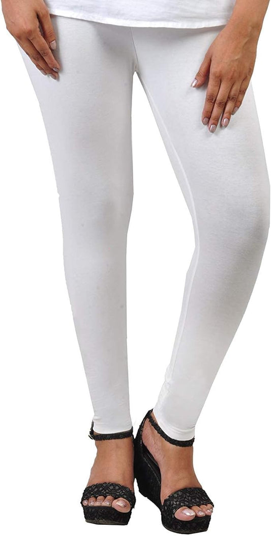 Stylesindia Women Leggings Breathable Women Wear Versatile Tights for Women Elastic Waistband Comfort Lady Leggings (Cotton, White)