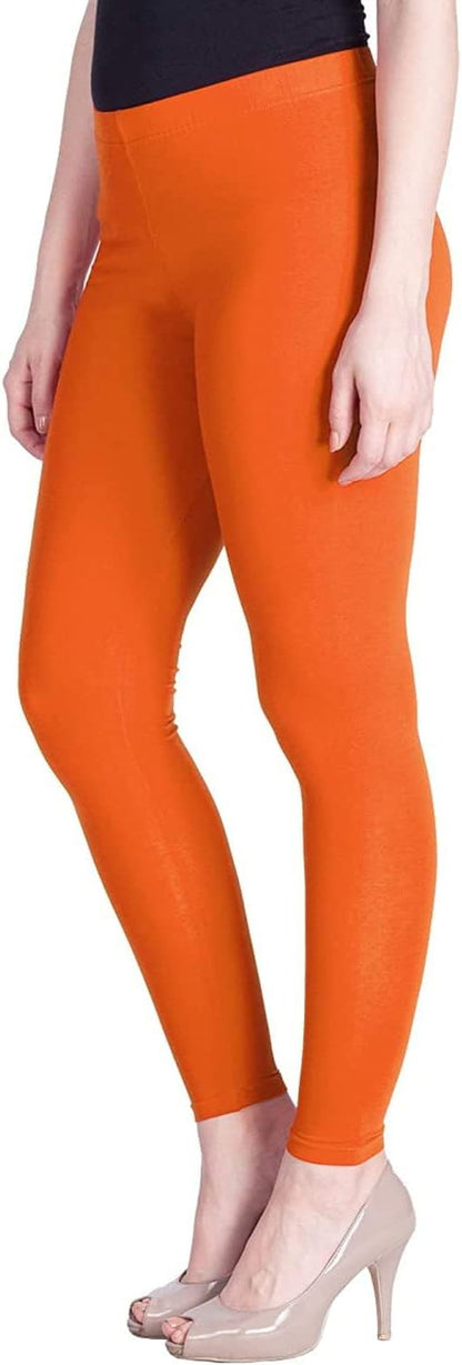 Stylesindia Women Leggings Breathable Women Wear Versatile Tights for Women Elastic Waistband Comfort Lady Leggings (Cotton, Orange)