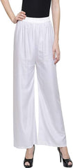 Women’s 2-Piece Fusion Set – White Wide Leg Pants with Elastic Waist & Printed Half Sleeve Crop Blouse | Casual, Ethnic & Indo-Western Wear