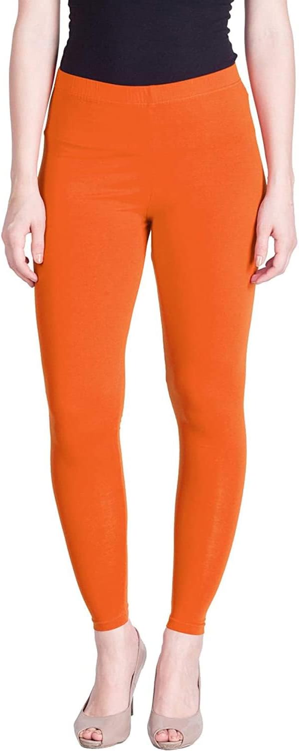 Stylesindia Women Leggings Breathable Women Wear Versatile Tights for Women Elastic Waistband Comfort Lady Leggings (Cotton, Orange)