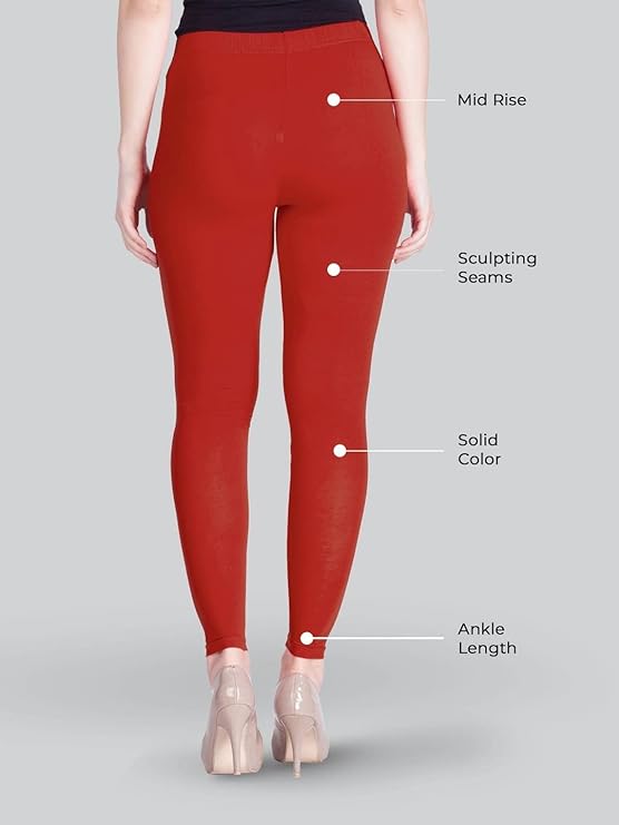 Stylesindia Women Leggings Breathable Women Wear Versatile Tights for Women Elastic Waistband Comfort Lady Leggings (Cotton, Red)