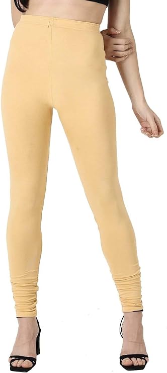 Stylesindia Women Leggings Breathable Women Wear Versatile Tights for Women Elastic Waistband Comfort Lady Leggings (Cotton, Beige)