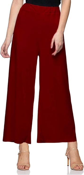 Stylesindia™ Women's Palazzo Pants - Soft Rayon Bottom Pants for Tops, Tees & Kurta Kurtis (Wine)