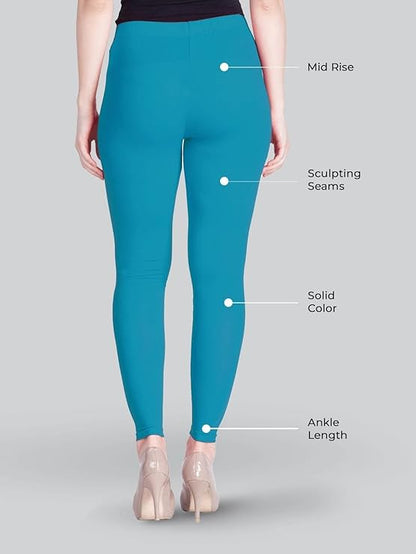 Stylesindia Women Leggings Breathable Women Wear Versatile Tights for Women Elastic Waistband Comfort Lady Leggings (Cotton, Turquoise)