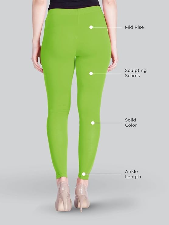 Stylesindia Women Leggings Breathable Women Wear Versatile Tights for Women Elastic Waistband Comfort Lady Leggings (Cotton, Apple Green)