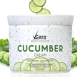 VCare Cucumber Moisturizing Cream for Oily and Dry Skin Men and Women Face Massage Cream for Glowing Skin Reduce and Dark Circles Removal Suitable for All Skin Types-300gm