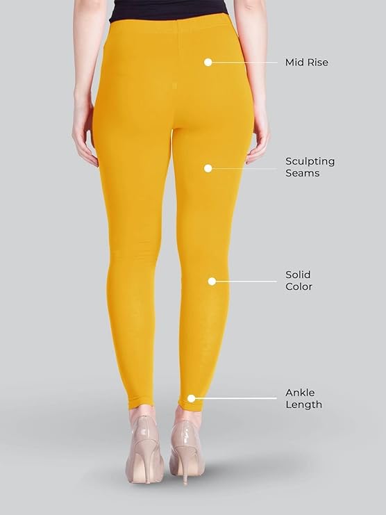 Stylesindia Women Leggings Breathable Women Wear Versatile Tights for Women Elastic Waistband Comfort Lady Leggings (Cotton, Golden Yellow)