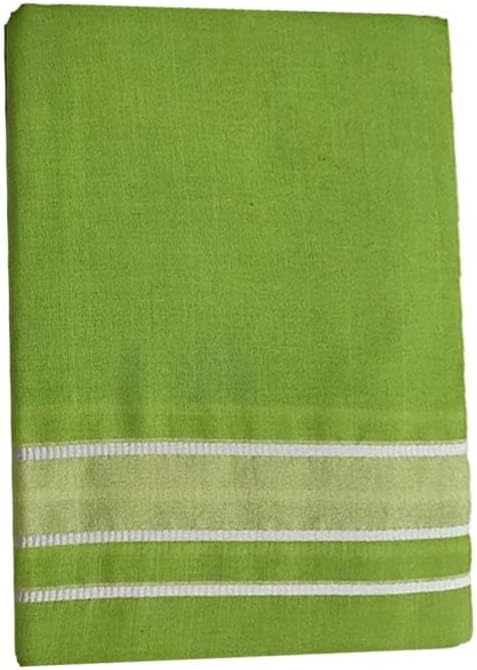 Stylesindia Men's Cotton Colored Dhoti with Fancy Border Kerala-style Veshti Mundu Kaili Lungi 2.0 Mtrs (Parrot)