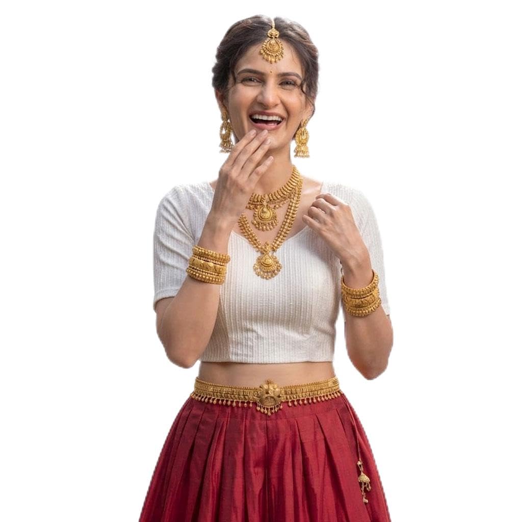 Women's Metallic Shimmer Saree Blouse Crop Top, Stretchable Round Neck Short Sleeve Designer Blouse