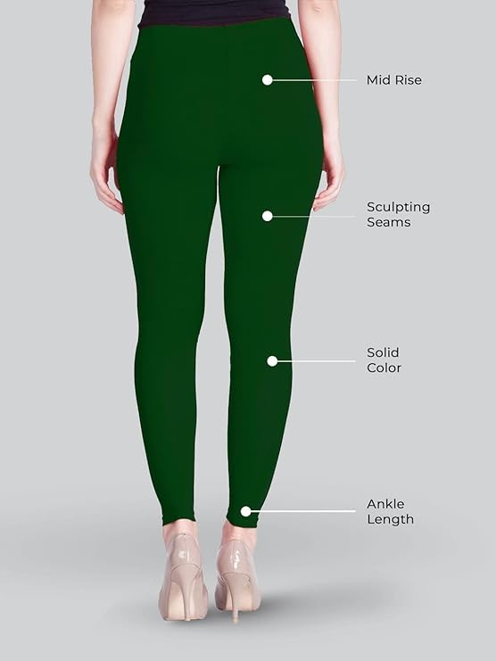 Stylesindia Women Leggings Breathable Women Wear Versatile Tights for Women Elastic Waistband Comfort Lady Leggings (Cotton, Bottle Green)