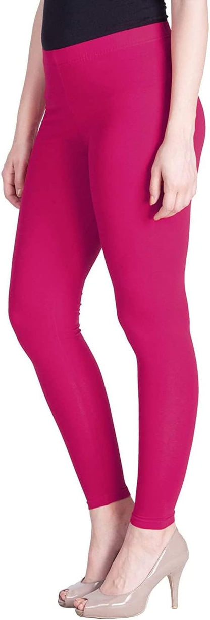 Stylesindia Women Leggings Breathable Women Wear Versatile Tights for Women Elastic Waistband Comfort Lady Leggings (Cotton, Rani Pink)